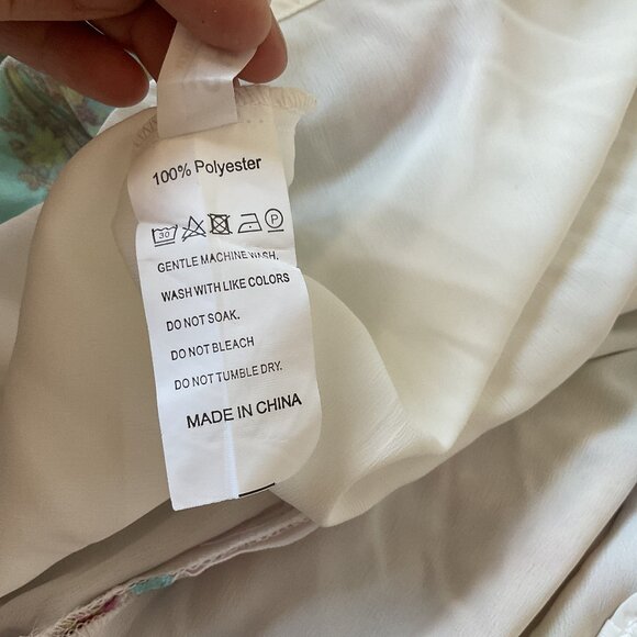 Floral & Paisley Print Guipure Lace Insert Plunging Neck Dress Medium - Picture 7 of 10